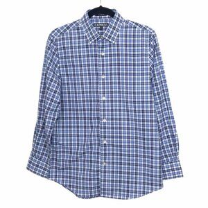 Express Blue Check Modern Fit Long Sleeve Button Up Shirt